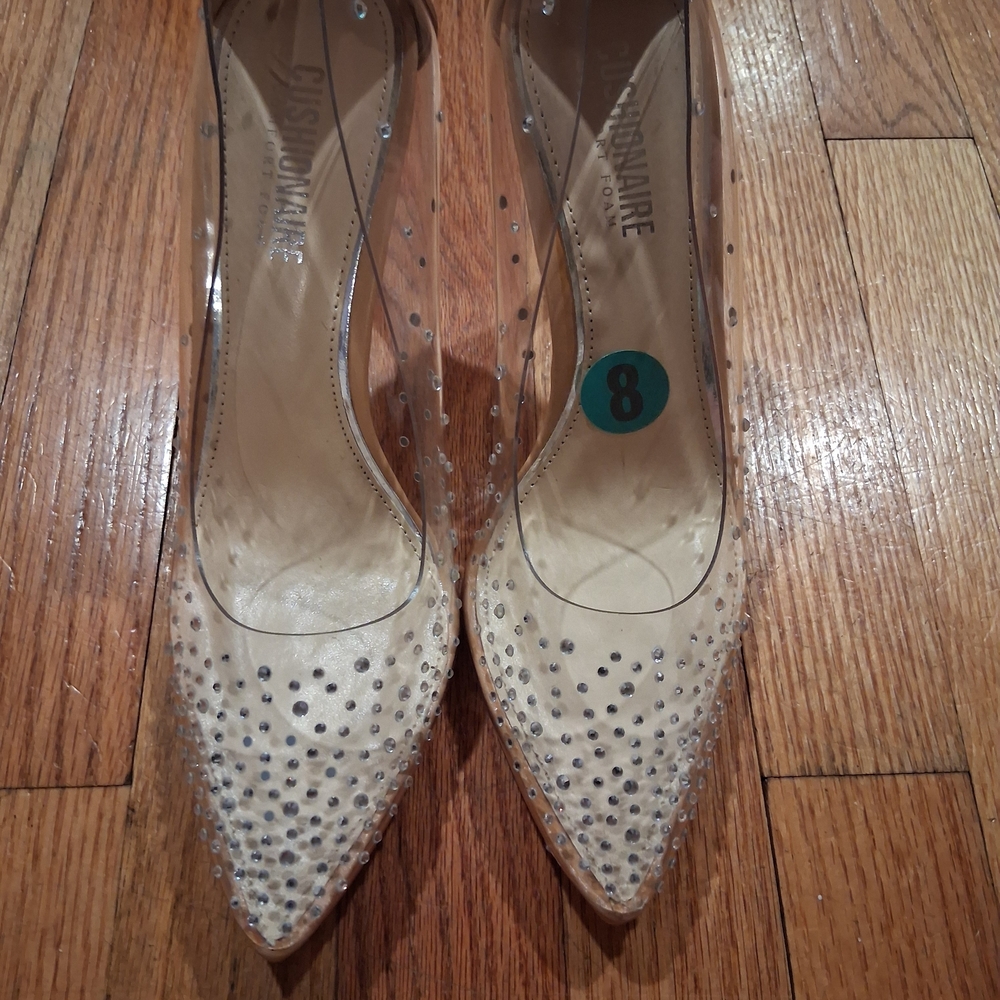 Chic Transparent and Silver Studded Heels